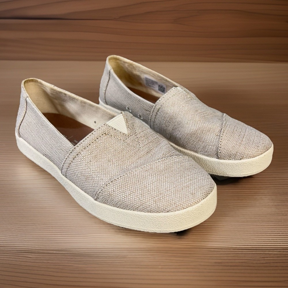 TOMS Womens Alpargata Classic Slip On Canvas Casual Shoes Beige Tan Size 6